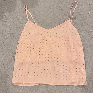 Charlotte Russe pink cropped tank silver studs size small